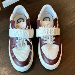 Ganni Burgundy and White Sneakers